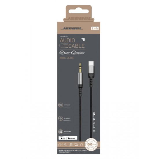 كيبل جيبيل من USB-C إلى AUX 3.5mm بطول 1.2م - JE-B361 | أسوداستمتع بجودة صوت استثنائية كيبل جيبيل من USB-C إلى AUX 3.5mm بطول 1.2م - JE-B361 | أسوداستمتع بجودة صوت استثنائية