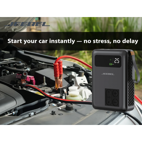 جهاز طوارئ متكامل للسيارة – بطارية 20000mAh وضغط 150 PSI جهاز طوارئ متكامل للسيارة – بطارية 20000mAh وضغط 150 PSI