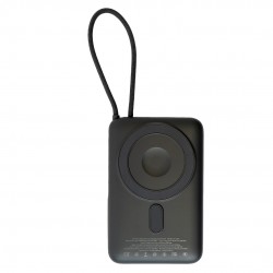 باور بانك Jeebel مغناطيسي لاسلكي – 10000mAh مع حامل مدمج وكابل USB-C | شحن سريع PD 22.5W وشحن لاسلكي - اسود