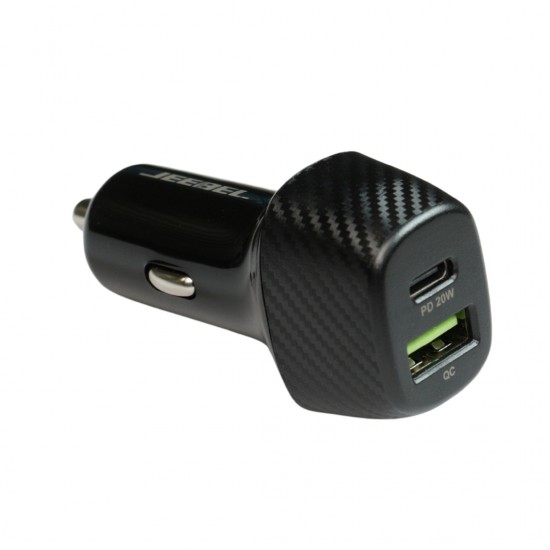شاحن سيارة جيبيل 38 واط بمنفذين USB-C PD + USB-A QC3.0 مع كابل Type-C معتمد من MFi | أسود شاحن سيارة جيبيل 38 واط بمنفذين USB-C PD + USB-A QC3.0 مع كابل Type-C معتمد من MFi | أسود