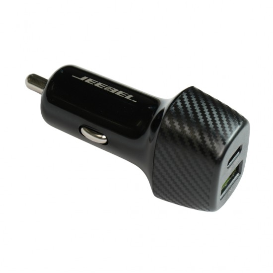 شاحن سيارة جيبيل 38 واط بمنفذين USB-C PD + USB-A QC3.0 مع كابل Type-C معتمد من MFi | أسود شاحن سيارة جيبيل 38 واط بمنفذين USB-C PD + USB-A QC3.0 مع كابل Type-C معتمد من MFi | أسود