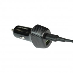 شاحن سيارة جيبيل 38 واط بمنفذين USB-C PD + USB-A QC3.0 مع كابل Type-C معتمد من MFi | أسود