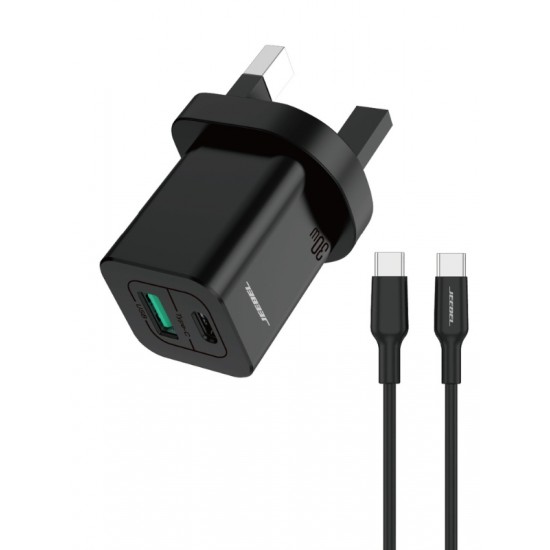 شاحن منزلي PD وUSB مع كابل Type-C إلى Type-C بقدرة 30 واط من جيبيل شاحن منزلي PD وUSB مع كابل Type-C إلى Type-C بقدرة 30 واط من جيبيل